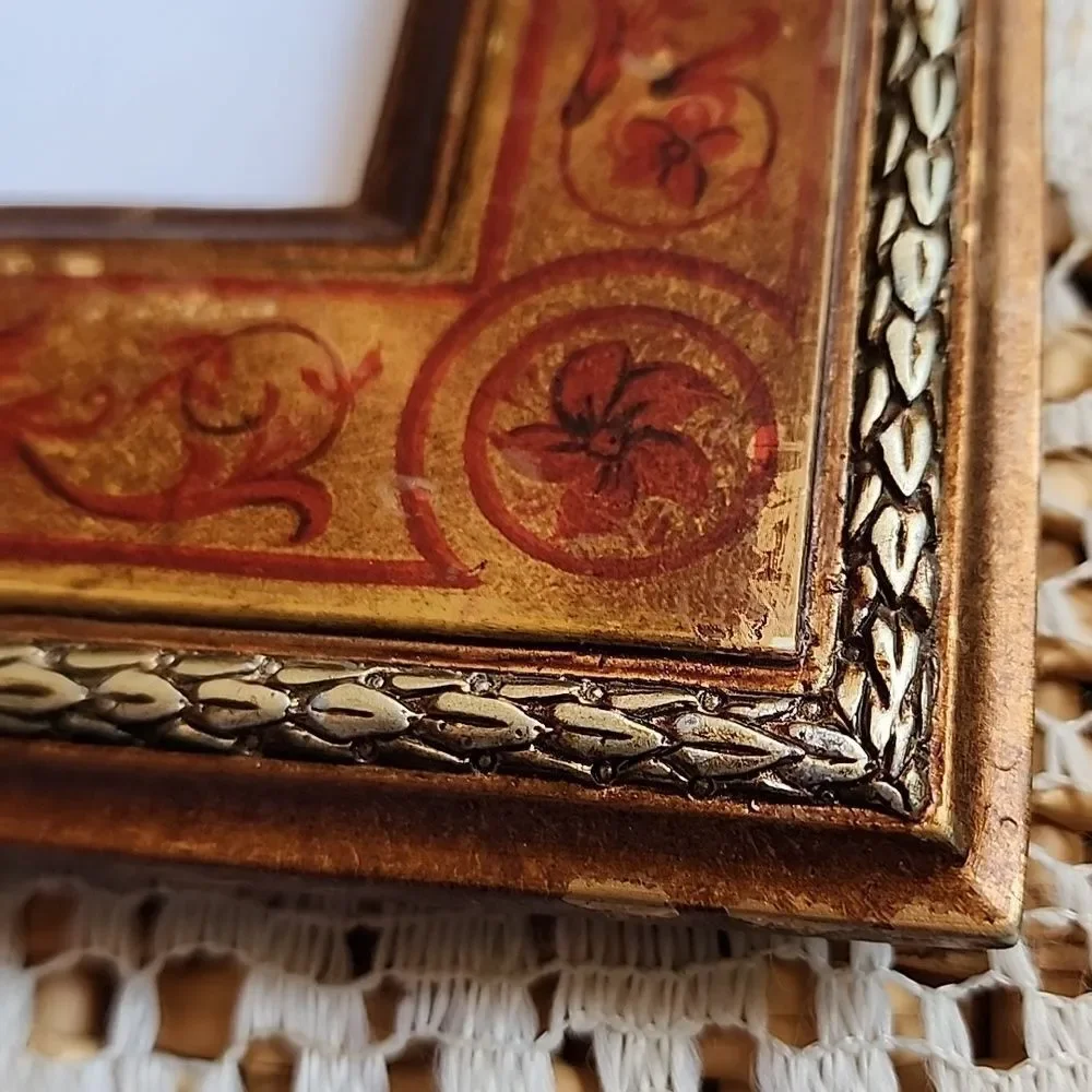 Distressed Weighted Gilded Floral  Photo Frame